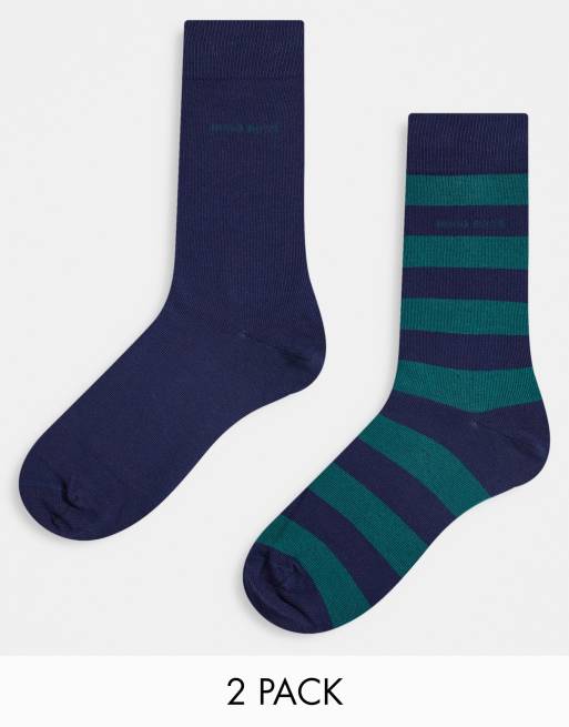 Pack de 2 pares de calcetines azules a rayas de Hugo Boss
