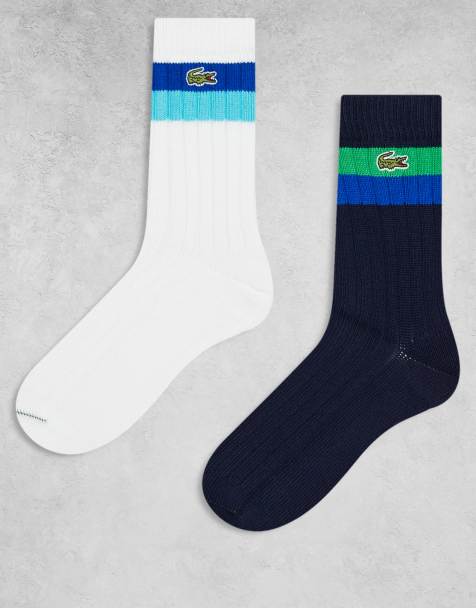 Pack de 2 pares de calcetines básicos de color blanco y azul marino de canalé de Lacoste - view 1