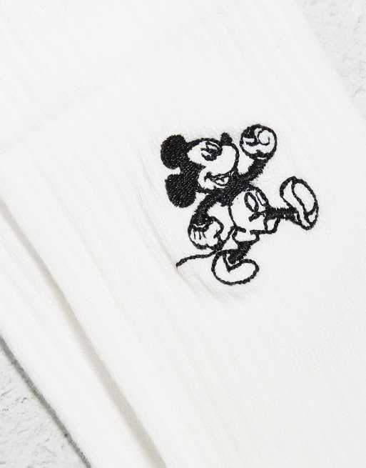 Pack de 2 pares de calcetines blanco hueso con bordados de Mickey Mouse de Disney de ASOS DESIGN, 2 de 3