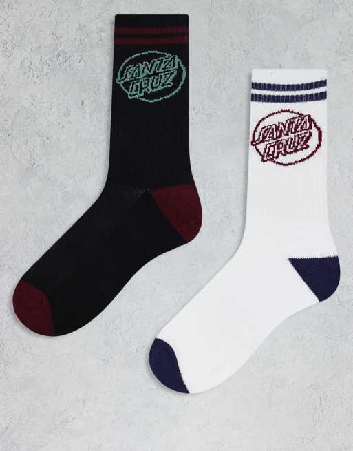 Pack de 2 pares de calcetines de color negro y blanco con logo de Santa Cruz