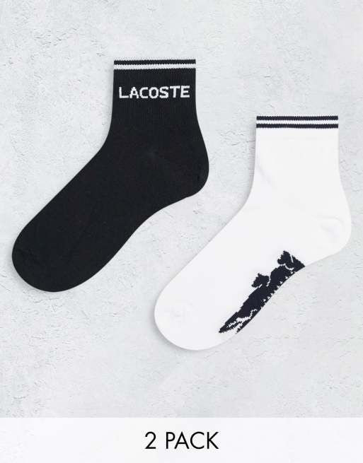 Pack de 2 pares de calcetines de color negro y blanco de caña corta de Lacoste