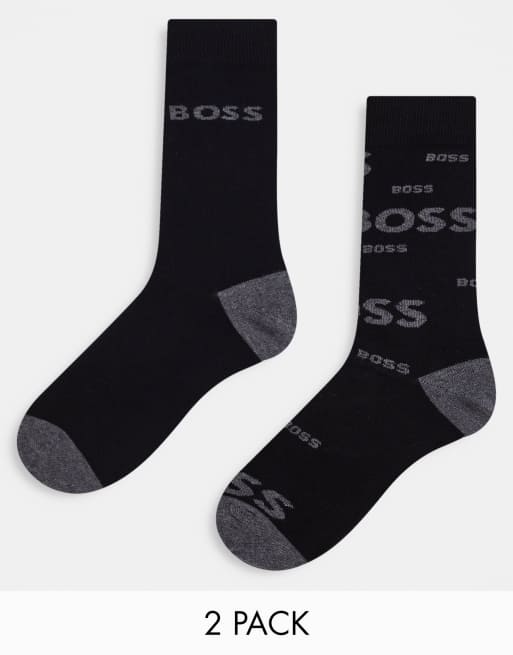 Pack de 2 pares de calcetines de color negro y gris de BOSS