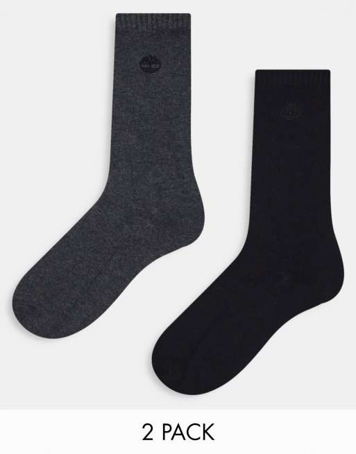 Pack de 2 pares de calcetines deportivos básicos de color gris y negro de Timberland