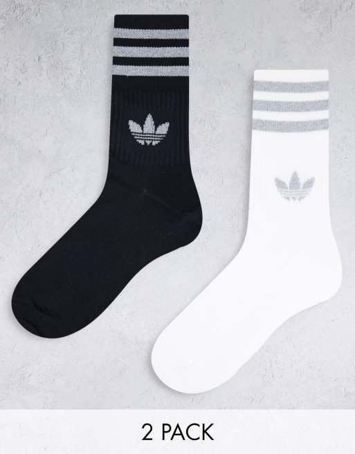 Pack de 2 pares de calcetines deportivos con diseño monocromático y plateado Graphics de adidas Originals
