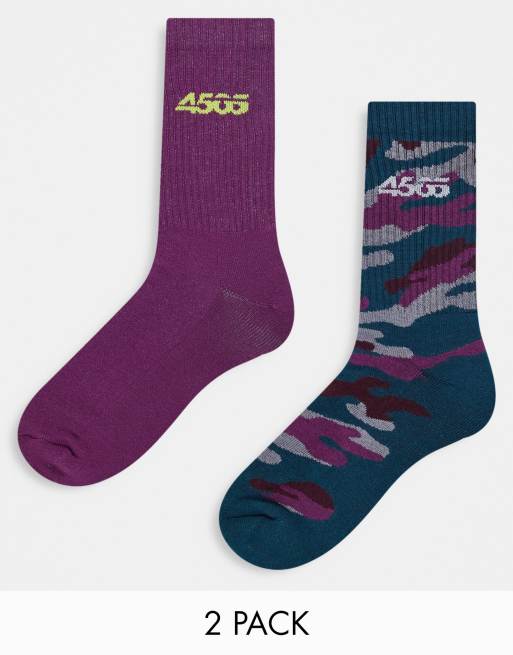 Pack de 2 pares de calcetines deportivos con estampado de camuflaje de ASOS 4505