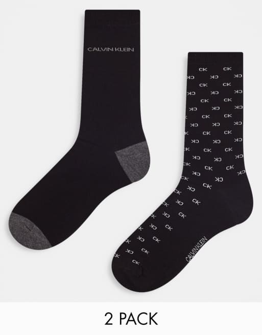 Pack de 2 pares de calcetines deportivos con logo en negro de Calvin Klein 
