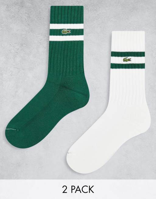 Pack de 2 pares de calcetines deportivos de color blanco y verde de Lacoste