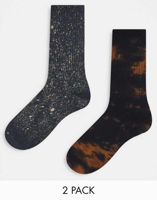 Pack de 2 pares de calcetines deportivos negros con efecto tie dye de ASOS DESIGN