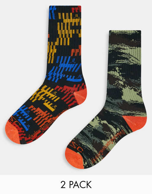 Pack de 2 pares de calcetines naranjas con estampado de camuflaje de WESC