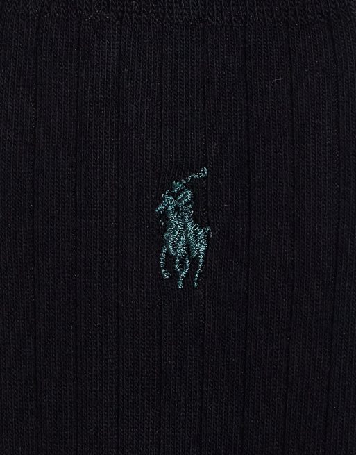 Pack de 2 pares de calcetines negros de canalé de algodón egipcio de Polo Ralph Lauren, 3 de 4