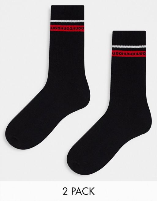 Pack de 4 pares de calcetines blancos altos con rayas negras de Topman