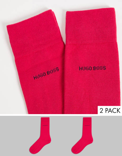 Pack de 2 pares de calcetines rosas de Hugo Boss