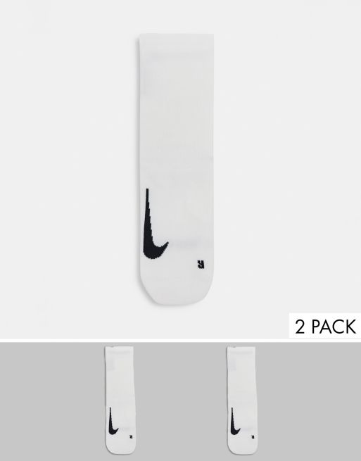 Pack de 2 pares de calcetines unisex de color blanco y negro Multiplier de Nike Running