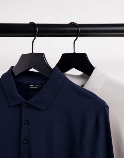 Pack de 2 polos de varios colores ajustados de manga larga de punto de ASOS DESIGN, 4 de 4