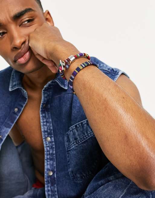 Pack de 2 pulseras con patrones multicolores de ASOS DESIGN