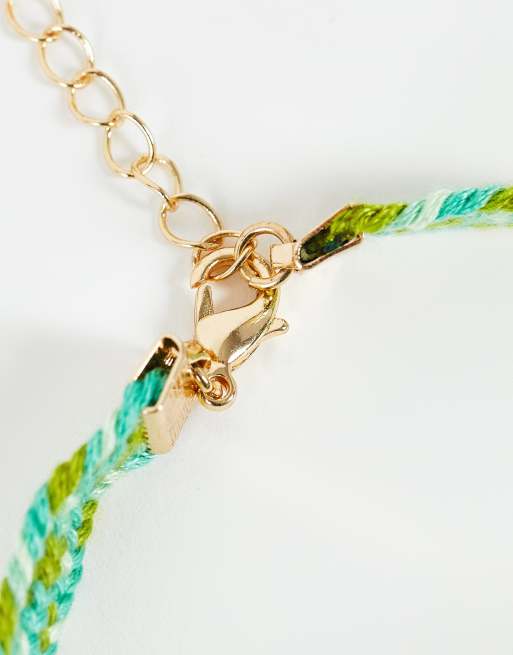 Pack de 2 pulseras tobilleras verdes con diseño trenzado de ASOS DESIGN Curve, 3 de 4