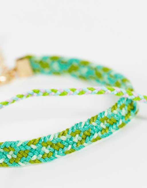 Pack de 2 pulseras tobilleras verdes con diseño trenzado de ASOS DESIGN Curve, 4 de 4