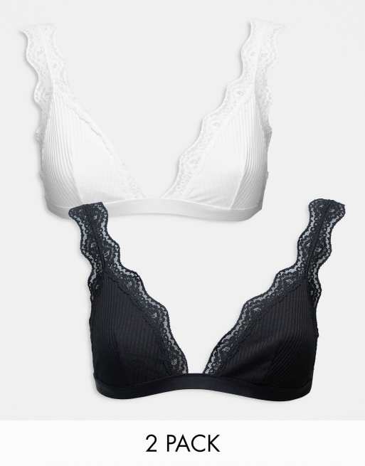 Pack de 2 sujetadores de color negro y blanco triangulares de