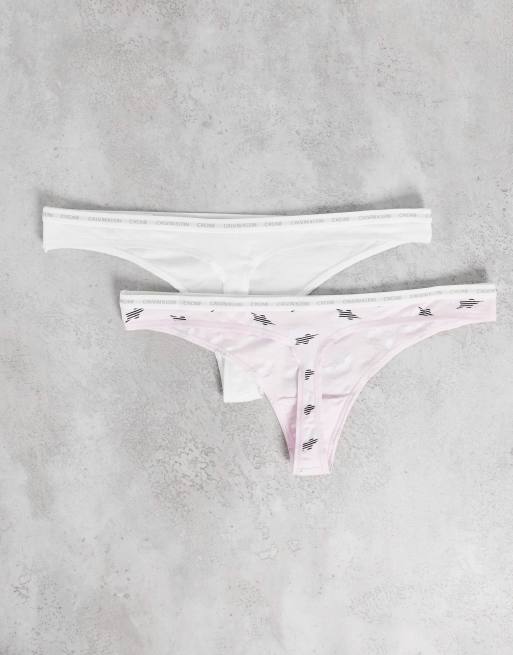 Pack de 2 tangas de color blanco y rosa con estrellas CK One de Calvin Klein, 2 de 4