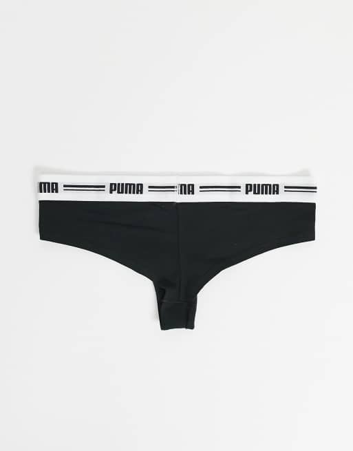 Pack de 2 tangas negros de talle bajo con logo en la cinturilla de Puma, 2 de 4