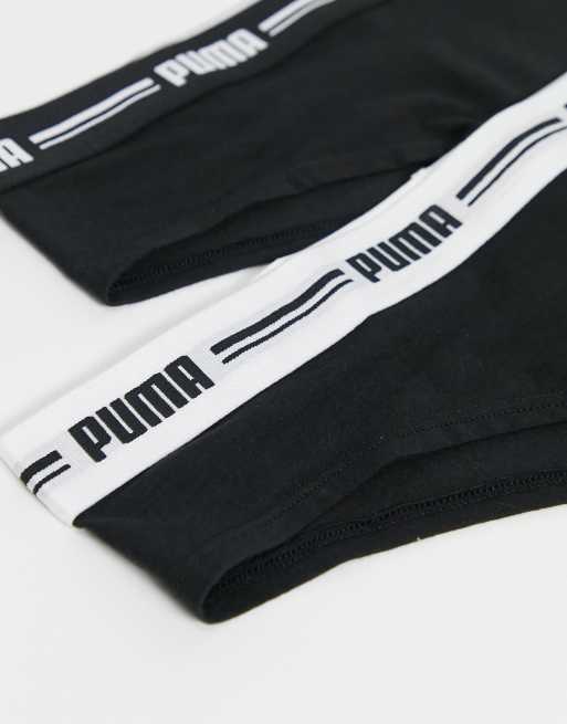 Pack de 2 tangas negros de talle bajo con logo en la cinturilla de Puma, 4 de 4