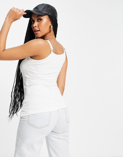 Pack de 2 tops de tirantes de lactancia en negro y blanco con detalle de clips de ASOS DESIGN Maternity, 2 de 4
