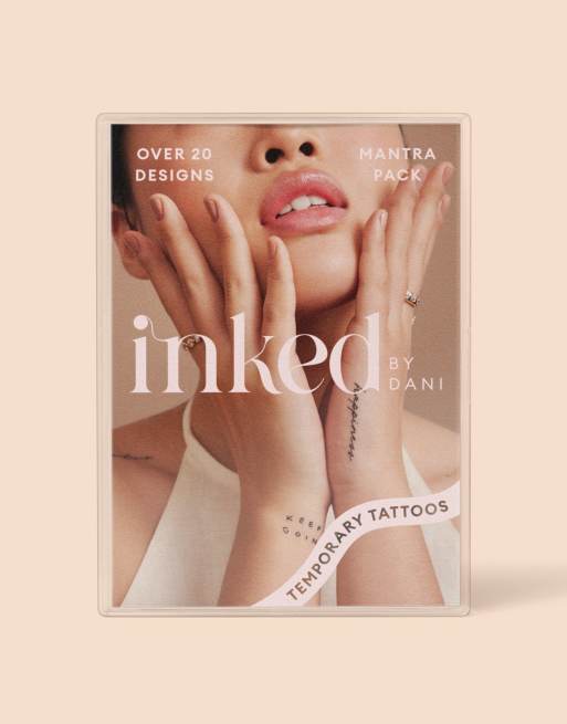 Pack de 20 tatuajes temporales con diseños de mantras de Inked by Dani