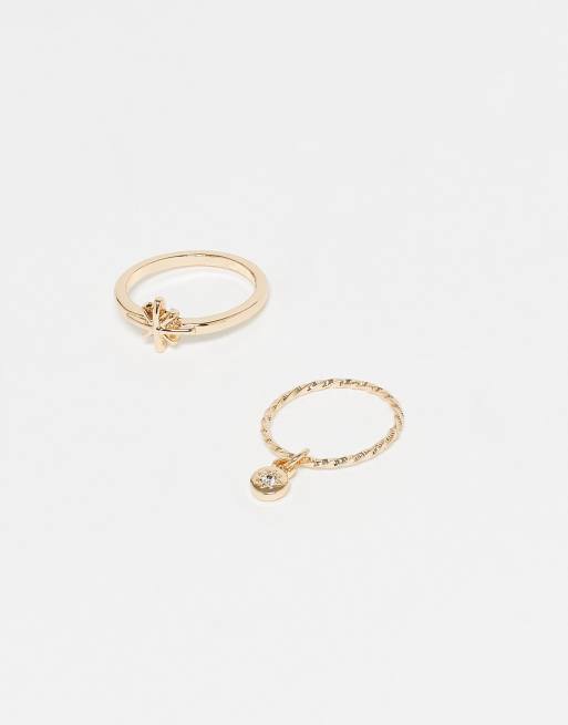 Pack de 2 anillos dorados con charms de Reclaimed Vintage, 3 de 3