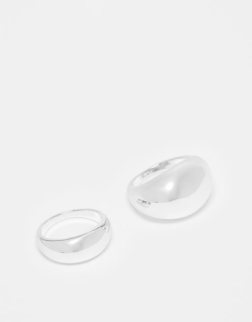 Pack de 2 anillos plateados con diseño grueso abovedado Chilinwan de ALDO