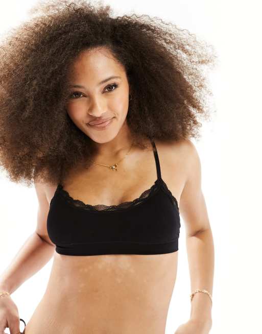 Pack de 2 bralettes sin costuras con relleno, cuello ancho y ribete de encaje de Cotton On , 3 de 4