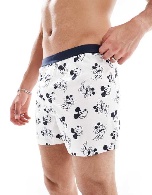 Pack de 2 calzoncillos bóxer de color blanco y negro con estampado gráfico de Mickey Mouse de Disney de ASOS DESIGN, 2 de 3
