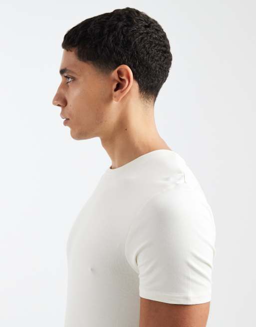 Pack de 2 camisetas color crema básicas ajustadas de ASOS DESIGN, 4 de 5