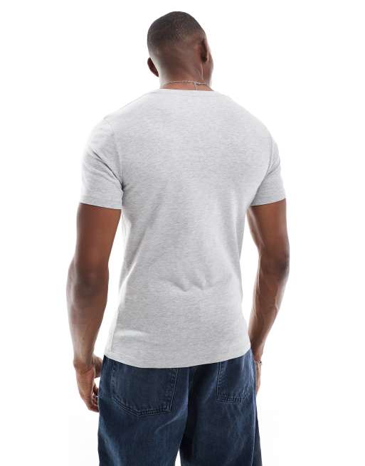 Pack de 2 camisetas de color blanco y gris jaspeado básicas ajustadas de ASOS DESIGN  , 3 de 4