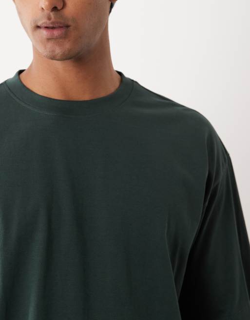 Pack de 2 camisetas de color crema y verde básicas extragrandes de ASOS DESIGN, 3 de 5