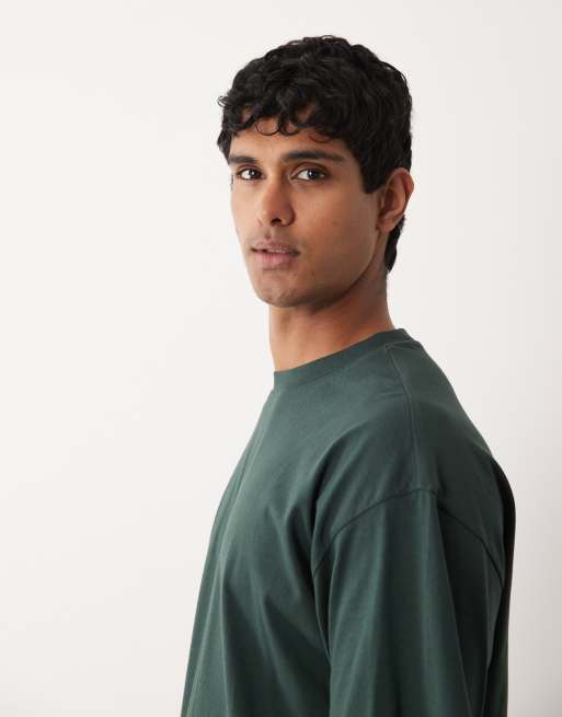 Pack de 2 camisetas de color crema y verde básicas extragrandes de ASOS DESIGN, 4 de 5