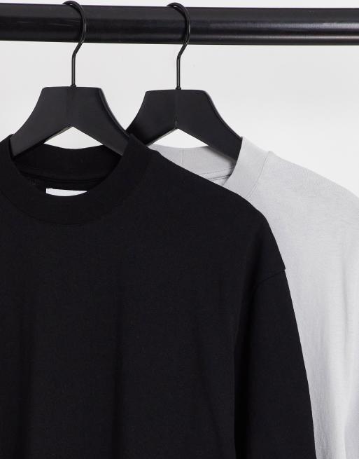 Pack de 2 camisetas de color gris claro y negro holgadas de Topman, 2 de 4
