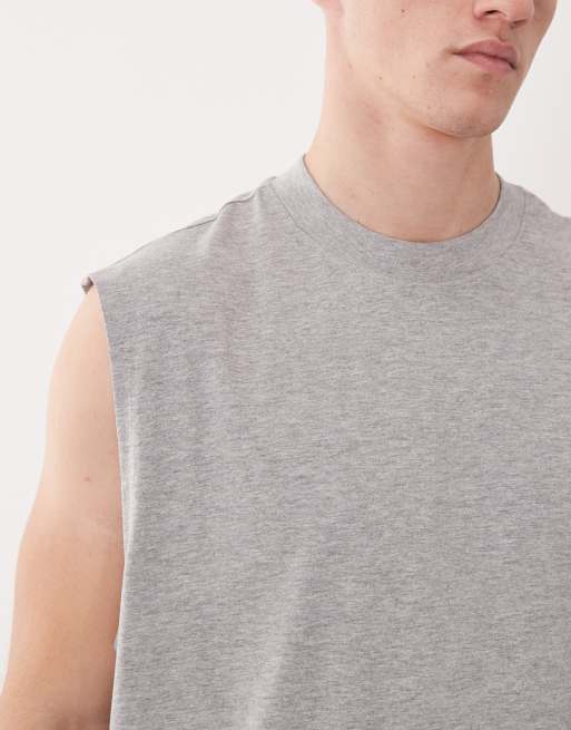 Pack de 2 camisetas de color negro y gris básicas extragrandes sin mangas Essentials de ASOS DESIGN, 5 de 5