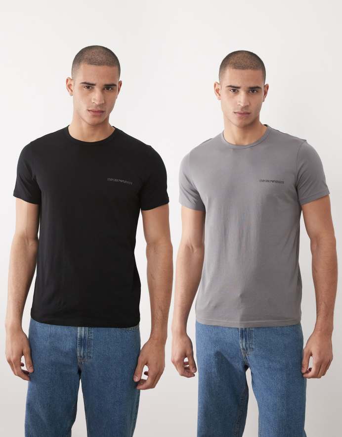 Emporio Armani Pack de 2 camisetas de color negro y gris de Bodywear
