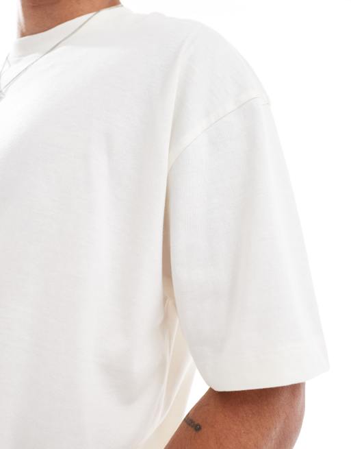 Pack de 2 camisetas de color verde oscuro y crema extragrandes básicas de ASOS DESIGN , 3 de 4