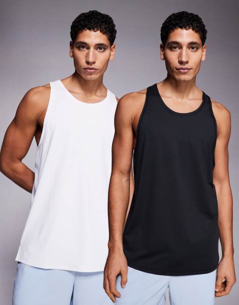 Pack de 2 camisetas deportivas de color negro y blanco con espalda de nadador de malla de secado rápido Icon de 4505 - view 1