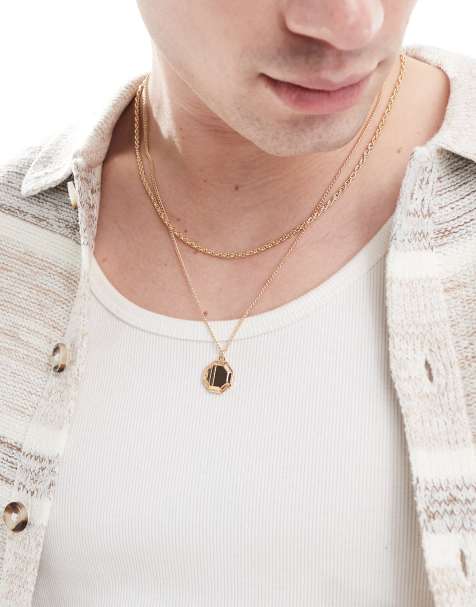 Pack de 2 collares dorados con colgante de hexágono de ASOS DESIGN - view 1