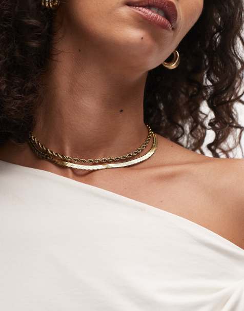 Pack de 2 collares dorados de cadena de serpiente de acero inoxidable Sandro de Topshop - view 1
