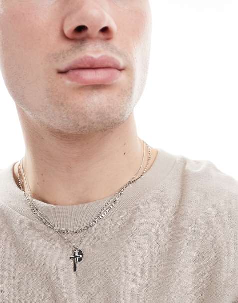 Pack de 2 collares plateados con colgante de cadena y cruz de ASOS DESIGN - view 1