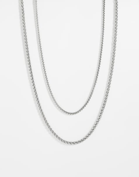 Pack de 2 collares plateados de cadena veneciana redondeada de acero inoxidable resistente al agua de ASOS DESIGN - view 1