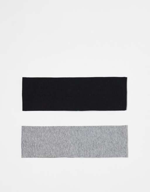 Pack de 2 diademas de color negro y gris jaspeado de Monki