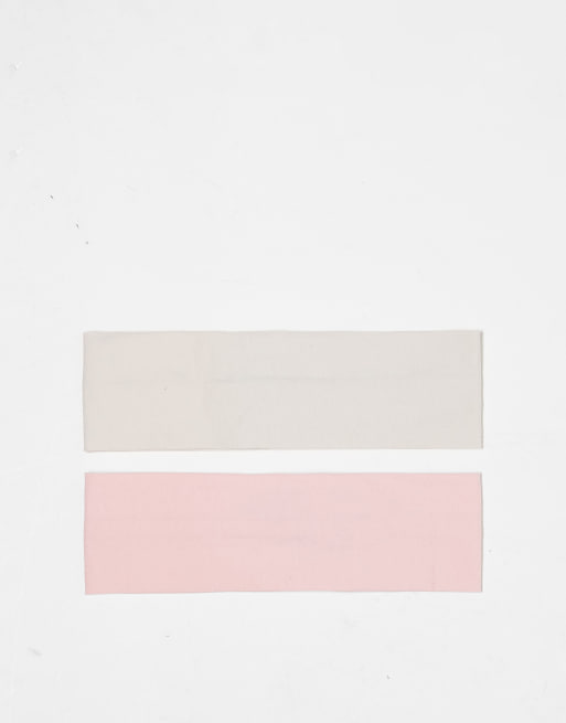 Pack de 2 diademas de color rosa y gris jaspeado de Monki