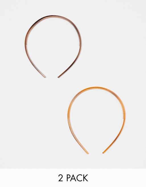 Pack de 2 diademas tipo peine de efecto carey de DesignB London  