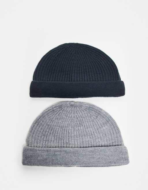 Pack de 2 gorros de pescador de color negro y gris carbón de ONLY & SONS