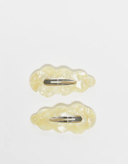 Pack de 2 horquillas para el cabello amarillo marmolado con diseño ondulado de Sui Ava