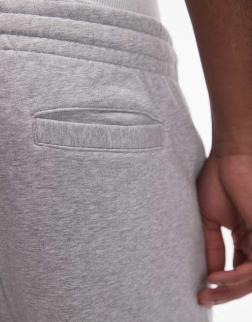 Pack de 2 joggers de color negro y gris jaspeado de pernera recta de tejido grueso premium de Topman, 4 de 5